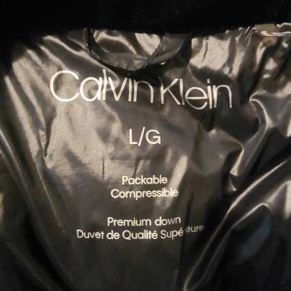Calvin Klein Women’s Black Puffer Jacket Down Blend Insulated Hooded SZ L *READ* - Picture 7 of 9